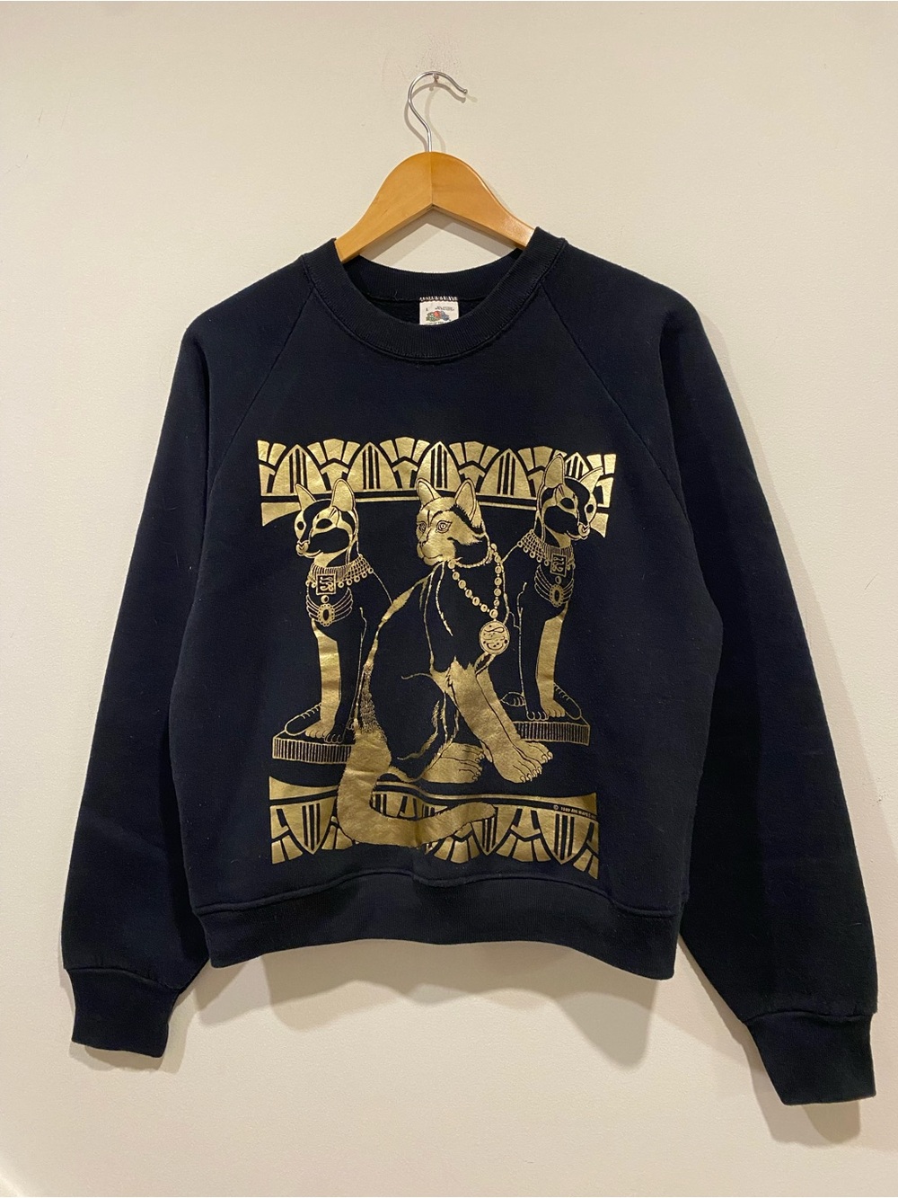 VINTAGE 80s Cat graphic raglan sweatshirt